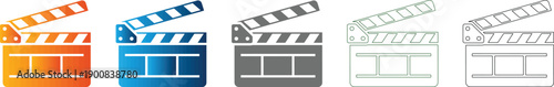 Clapperboard icon set vector illustration, film production graphic