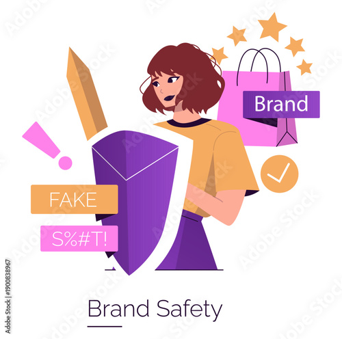 Protecting Brand Safety and Authenticity Vector Illustration