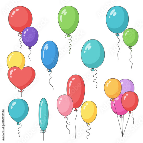 A vibrant collection of colorful balloons floats cheerfully creating a festive and celebratory atmosphere silhouette high quality professional detailed modern elegant