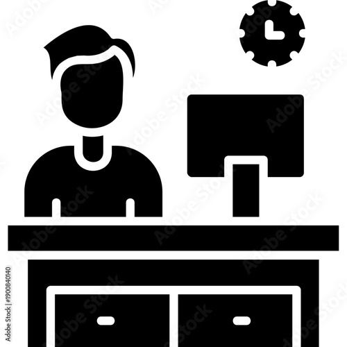 Serviced office desk with worker