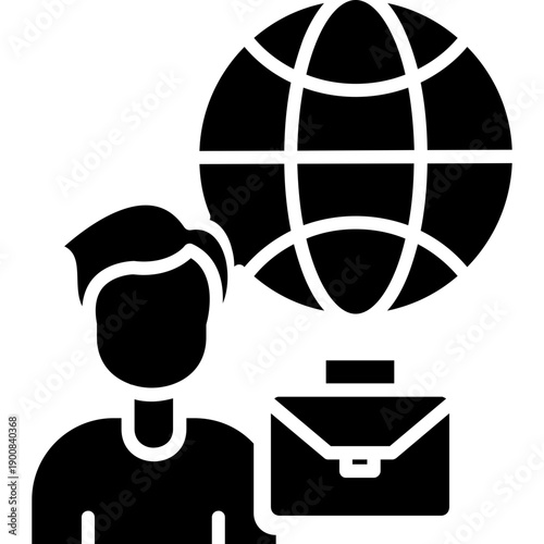 Businessman with globe and briefcase