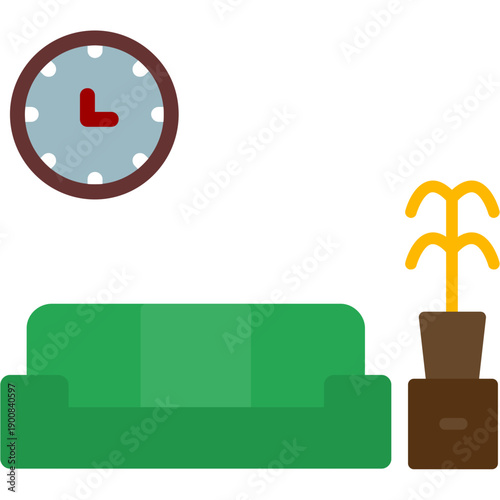 Waiting area with sofa and plant