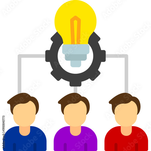 Team brainstorming with light bulb