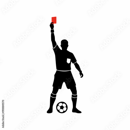 Soccer Referee Showing Red Card Silhouette Vector Illustration