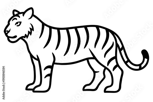 Hand Drawn Tiger Outline Illustration Simple Cartoon