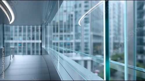 Modern glass facade reflections with copy space