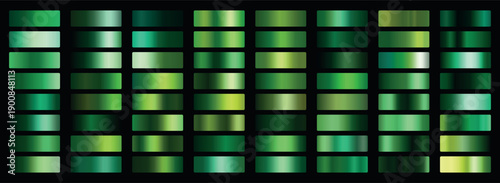 Green metalic gradients set. Green gradients collection	