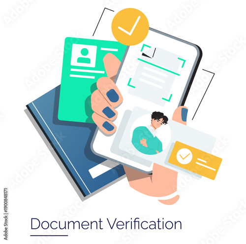 Digital Document Verification Vector Illustration