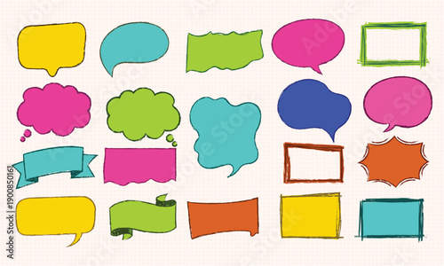 Colorful speech bubble shapes in editable EPS vector format set