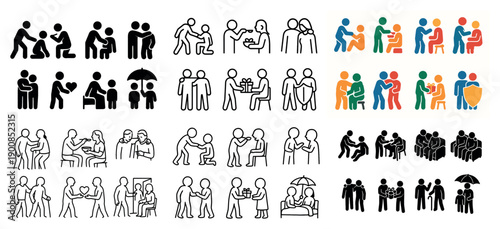 Diverse group of collaborative people icons