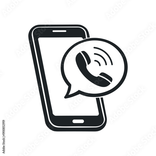 Phone call icon, mobile smartphone contact symbol, communication support service vector illustration on transparent background