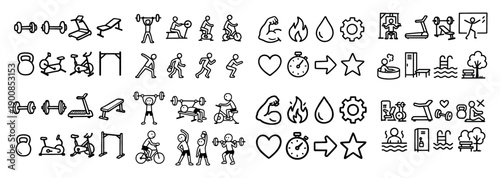 Fitness icon set: exercise and wellness