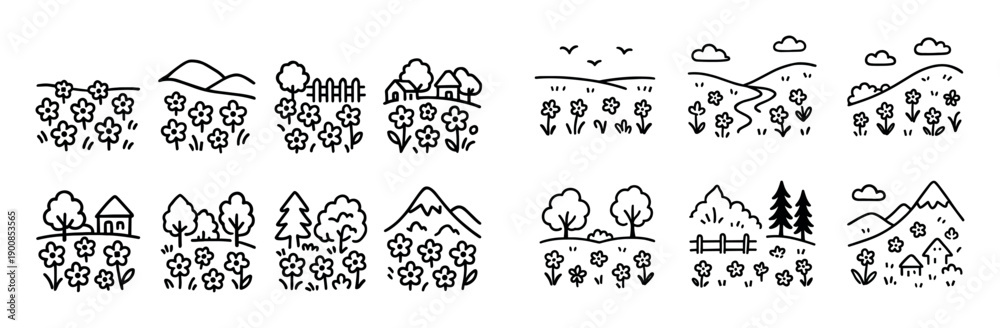 Fototapeta premium Flower Meadow Icons