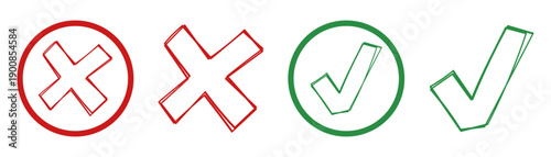 Check and Cross Mark Icons Set – Yes No Approval Reject Vector Pack