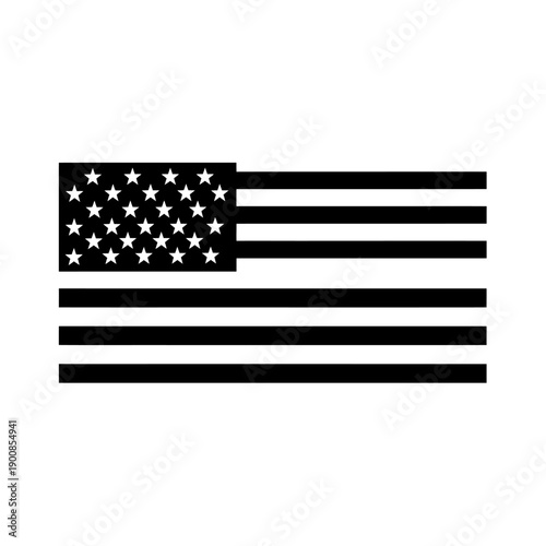 American Flag Silhouette Black and White
