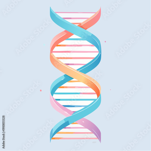 Colorful illustration of a DNA double helix structure.