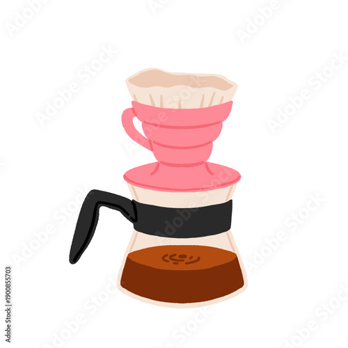 Pour over coffee and espresso brewing elements set for web and print. Modern vector elements featuring espresso machine, aeropress, and coffee tools ideal for web banners, blogs, and cafe materials.