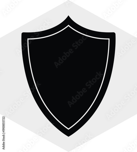 Black shield icon with white outline