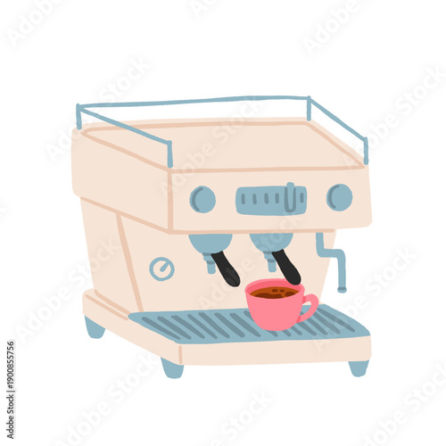 Pour over coffee and espresso brewing elements set for web and print. Modern vector elements featuring espresso machine, aeropress, and coffee tools ideal for web banners, blogs, and cafe materials.