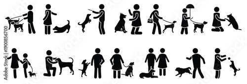 dog training and care glyph icons