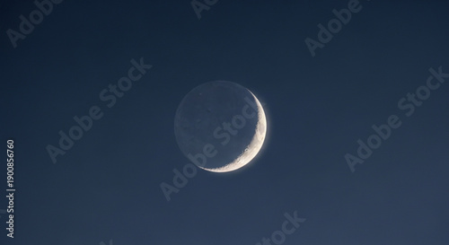 Crescent Moon in Dark Blue Night Sky