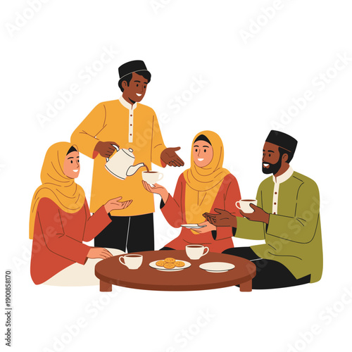 Group of People Wearing Traditional Clothing Sitting Together.