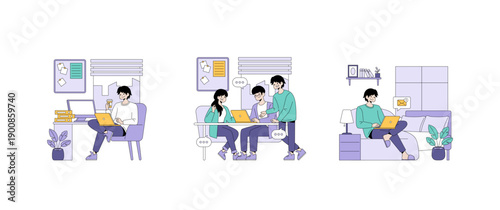 Remote Work and Collaboration Vector Illustration