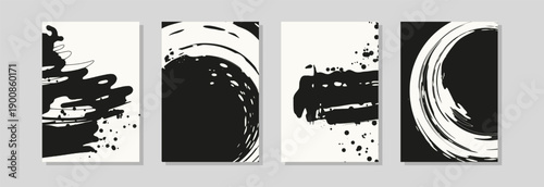 Tableau sur toile Set of abstract paint splash compositions with bold brush strokes, designed as modern vector posters or backgrounds