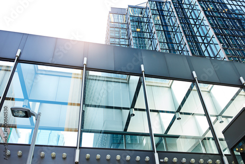 Cuadro en lienzo Window, architecture and corporate with building in city for office, expansion or business district