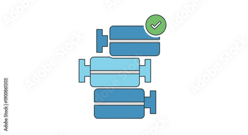 Battery Cells with Checkmark Indicating Full Charge.