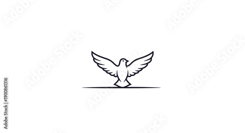 Bird with outstretched wings standing still.