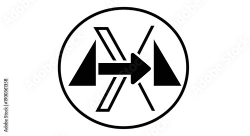 Black and white directional arrow symbol.