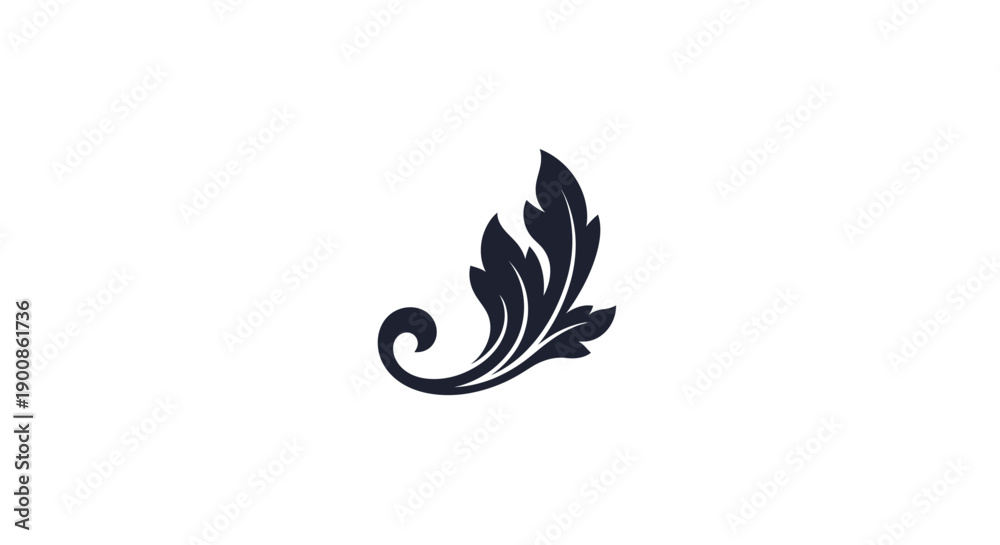 Naklejka premium Black Leaf Illustration Simple Design Element.