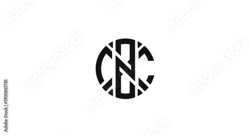 Black Monogram Logo Design Circle Shape.
