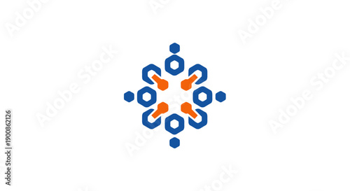Blue and orange abstract symbol design.