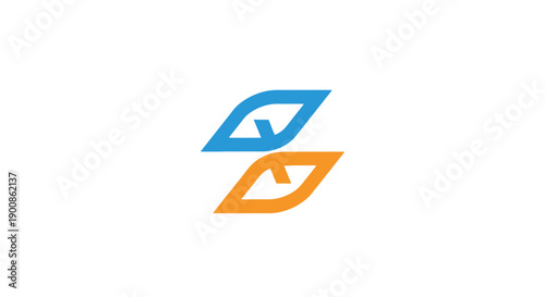 Blue and orange checkmark logo symbol.
