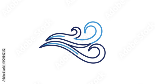 Blue Swirling Lines Abstract Art Design.