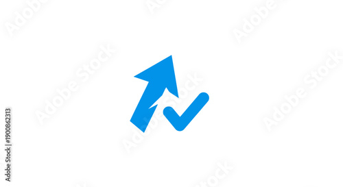 Blue Arrow and Check Mark Symbol.