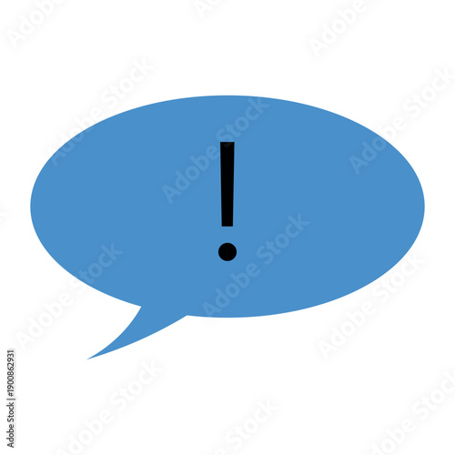 Exclamation mark in speech bubble icon image vector illustration design  blue color