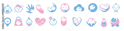 baby logo icon element set