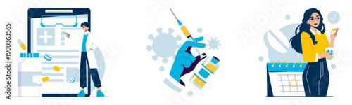 Healthcare and Vaccination Vector Illustration Scene