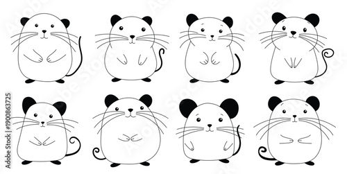 cute mouse set in kids style 