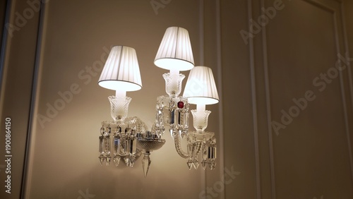 Elegant crystal sconce illuminating classic interior wall