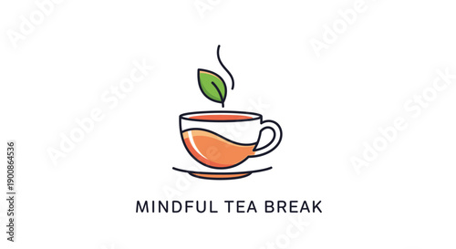 Steaming Cup of Tea with Leaf.