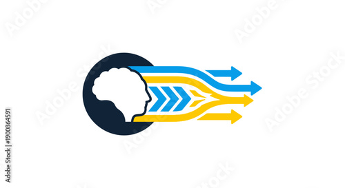 Stylized Head Profile with Colored Arrows.