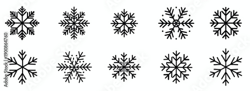  set of intricate black snowflake designs on a white background