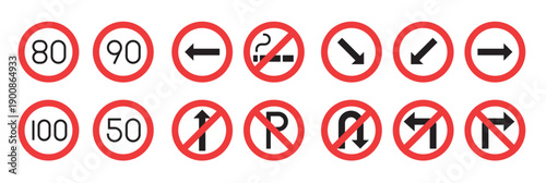 set of turn sign icons vector illustration in flat design 