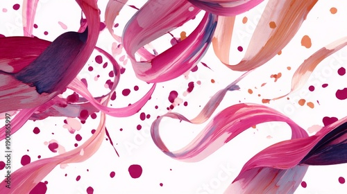Abstract Colorful Flowing Ribbons with Soft Pastel Gradient and Watercolor Texture Background