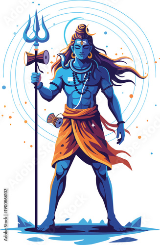 Lord Shiva Holding Trishul Divine Mahashivratri 