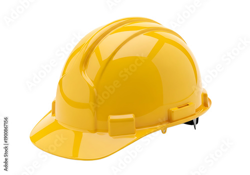 Bright yellow hard hat safety helmet on a clean white background construction